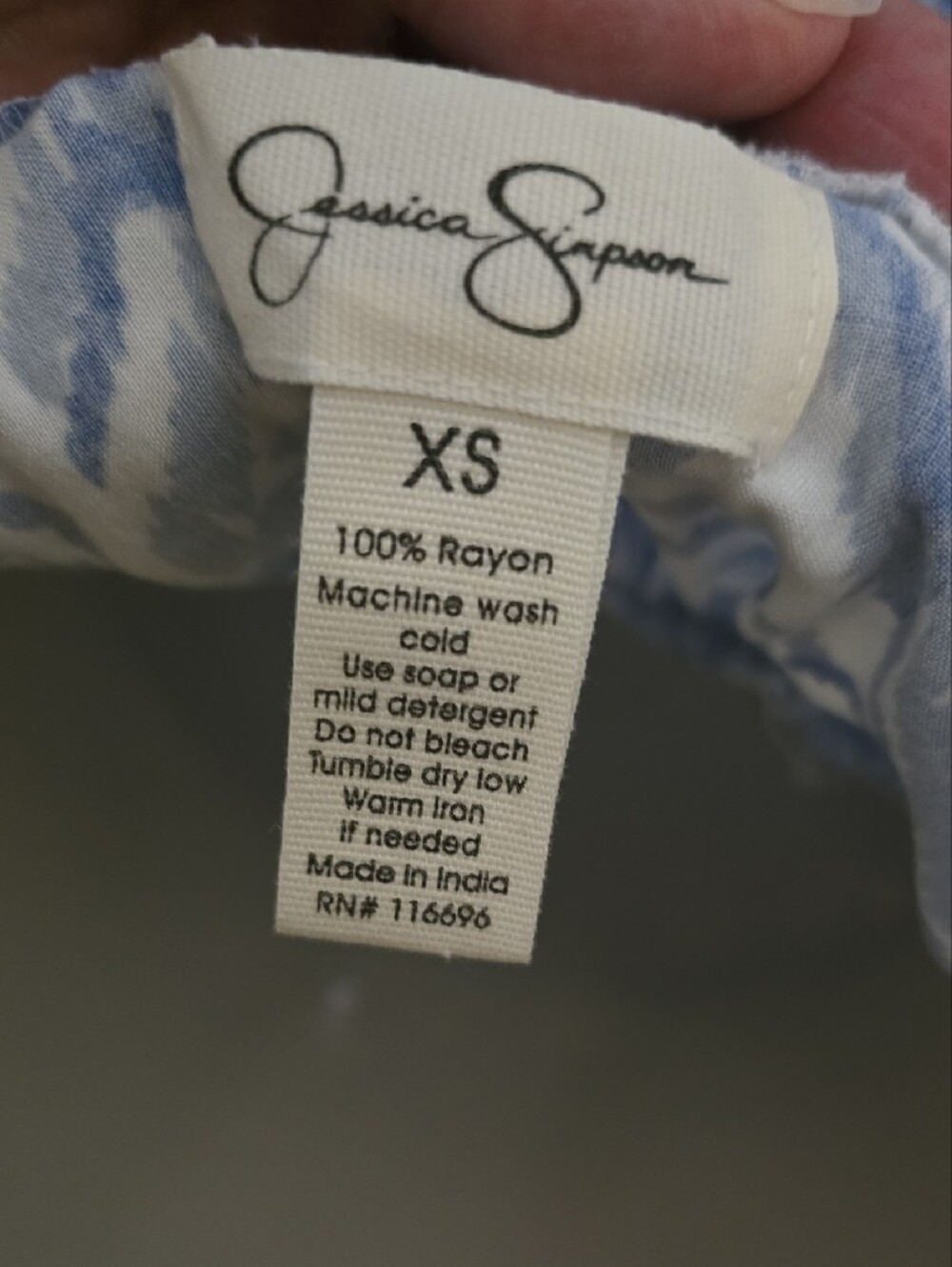 Jessica Simpson Blue and White Printed Strapless Dress - Picture 2 of 16